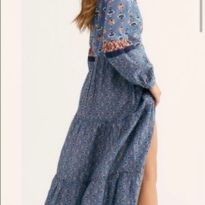 Free People Blue Patterned Maxi Dress